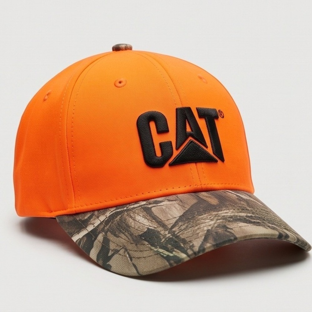 Caterpillar‎ CAT Mens Blaze Orange Realtree Xtra Camo Adjustable Hat Cap NWT